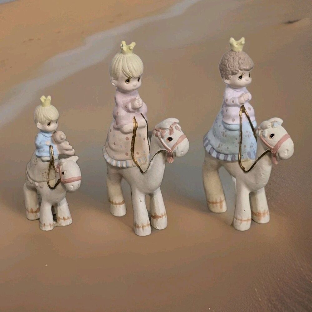 VTG Enesco Precious Moments “They Followed The Star” Miniature Pewter Magi 1990